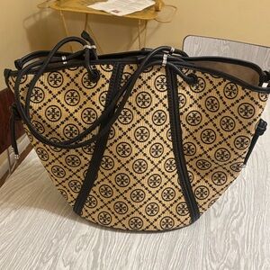 Tory Burch Black and Tan Tote Bag